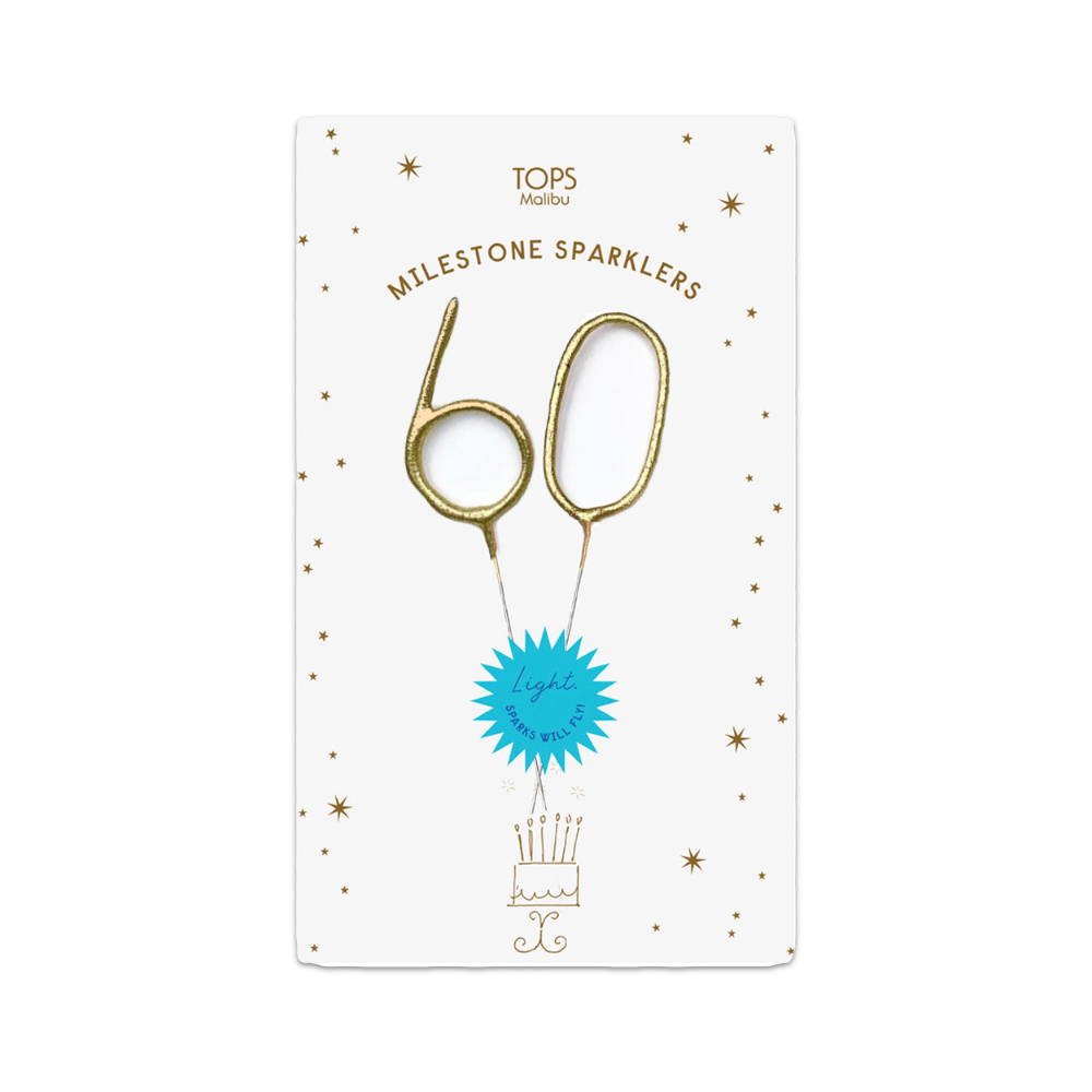 #60 Mini Milestone Sparklers 16, 21, 30, 40, 50, 60, 70, or 80 Tops Malibu Home - Candles - Sparklers & Birthday Candles