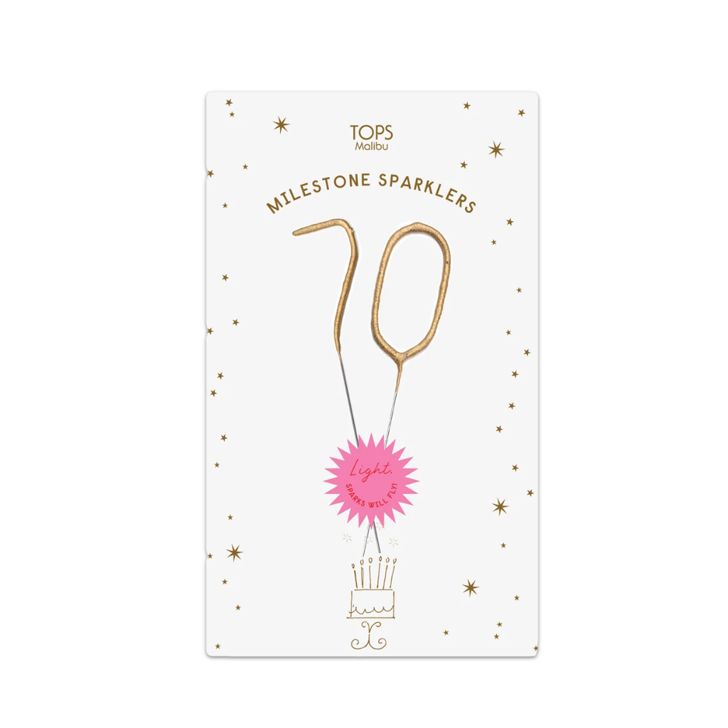 #70 Mini Milestone Sparklers 16, 21, 30, 40, 50, 60, 70, or 80 TOPS MALIBU Home - Candles - Sparklers & Birthday Candles