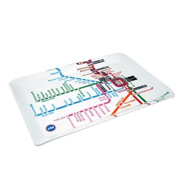 Chicago L Train CTA Map Tray Transit Gifts Home - Decorative Trays, Plates, & Bowls