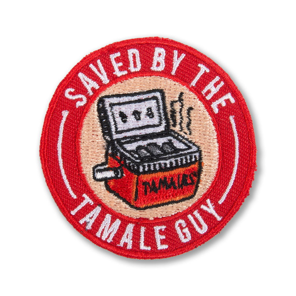 Saved By The Tamale Guy Iron On Patch Transit Tees Apparel & Accessories - Appliques & Patches
