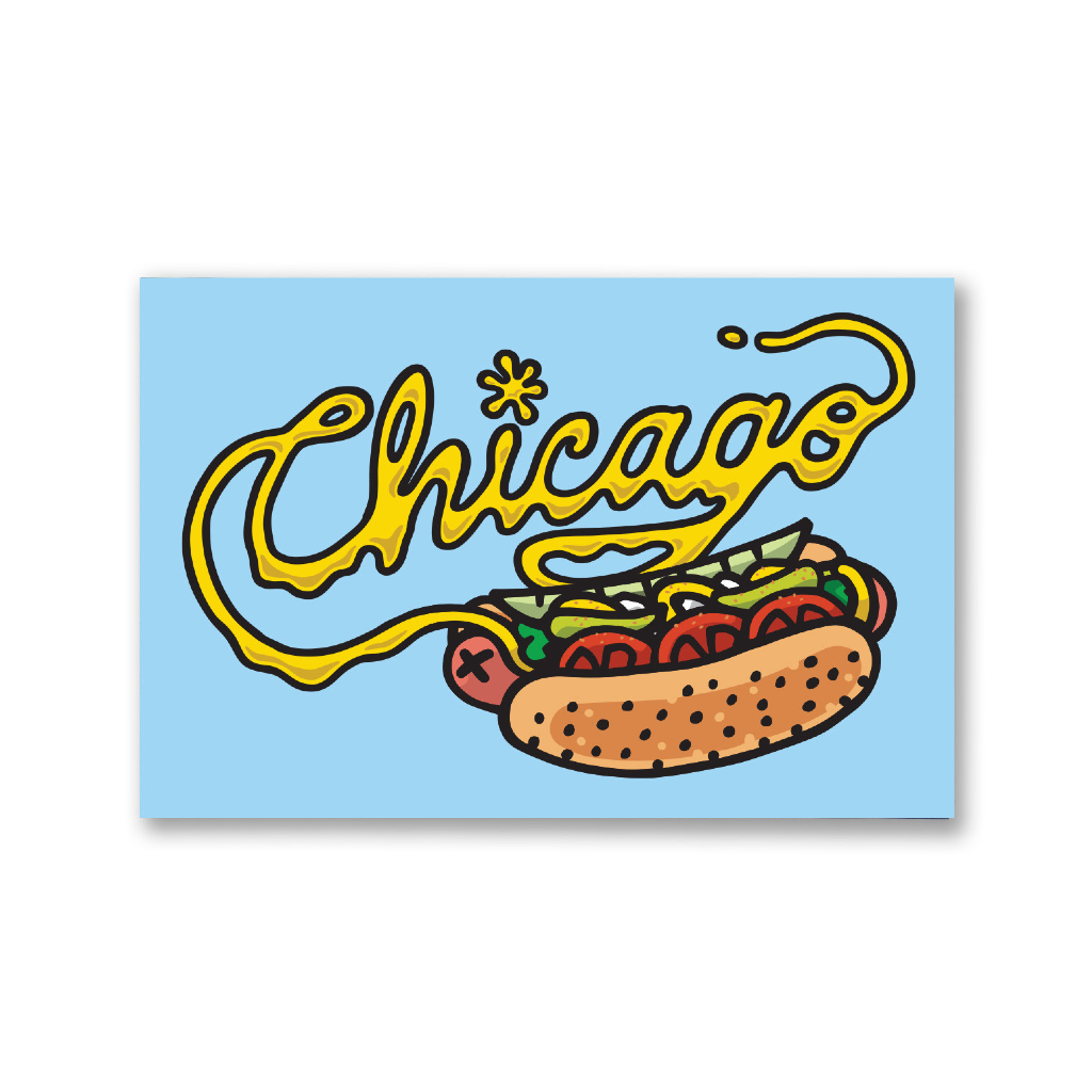 Chicago Style Hote Dog Postcard Transit Tees Cards - Post Card