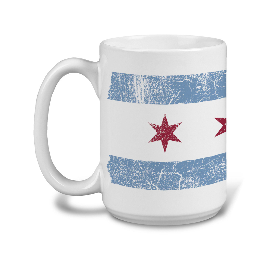 Distressed Chicago Flag Mug Transit Tees Home - Mugs & Glasses