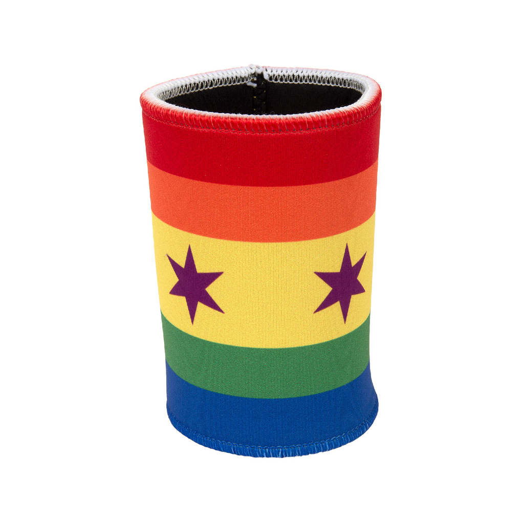 Pride Flag Can Cooler Transit Tees Home - Mugs & Glasses - Koozies
