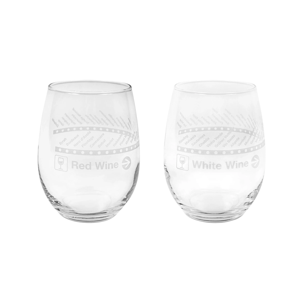 Transit Red Wine Line and White Wine Line Glass Transit Tees Home - Mugs & Glasses - Wine Glasses