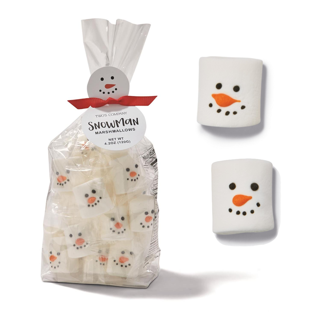 Two's Company Snowman 12 Pc Hot Cocoa Set in Gift Box Includes: 6 Vanilla  Marshmallow Toppers and 6 Peppermint Candy Cane Stirrers