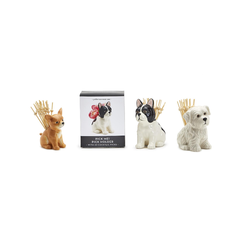 Dog Toothpick Holder With 20 Picks Two's Company Home