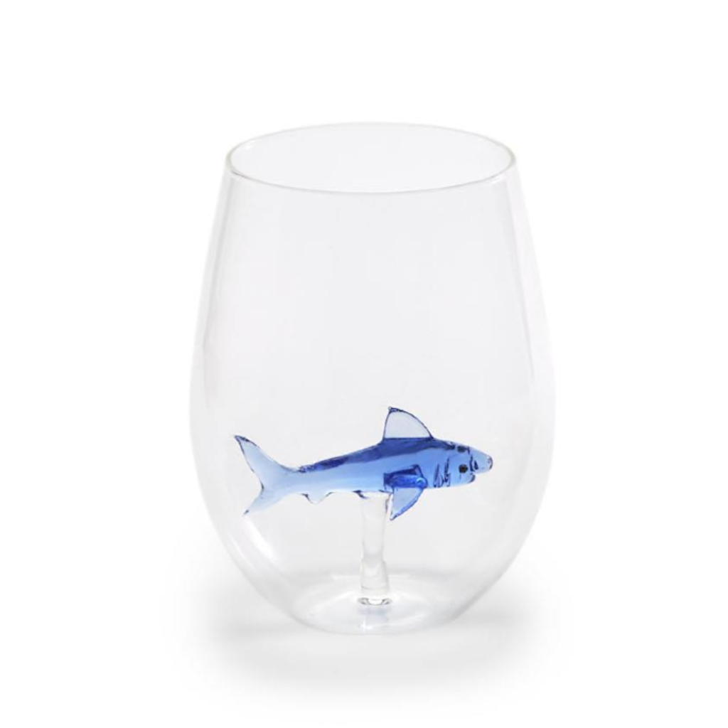 Great White Shark Stemless Wine Glass Two's Company Home - Mugs & Glasses - Wine Glasses