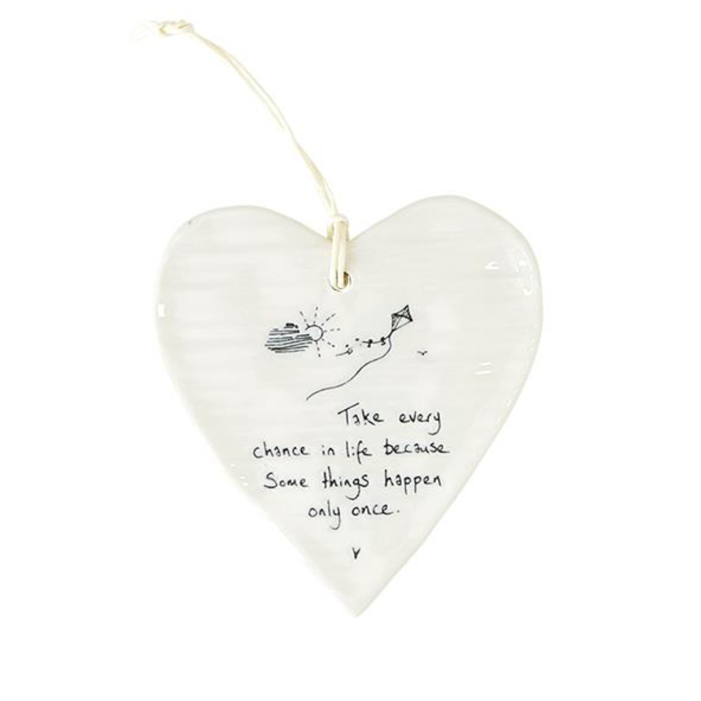 TAKE EVERY CHANCE Heart Hanging Ornaments Two's Company Home - Wall & Mantle - Plaques, Signs & Frames
