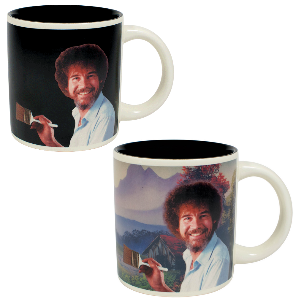  The Unemployed Philosophers Guild Bob Ross Heat Changing Mug -  Add Coffee or Tea and a Happy Little Scene Appears - Comes in a Fun Gift  Box : Home & Kitchen
