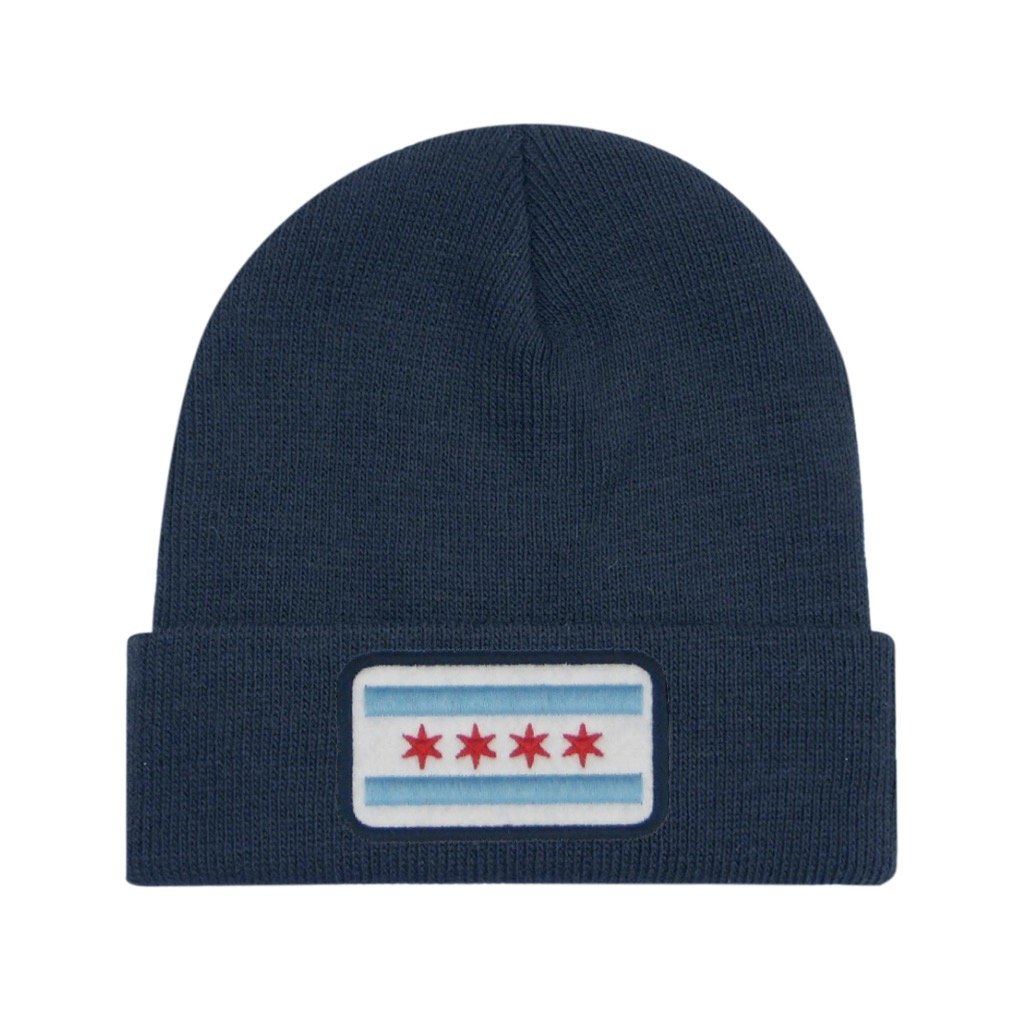 NAVY Chicago Flag Marled Cuff Adult Beanie Urban General Store Goods Apparel & Accessories - Winter - Adult - Hats