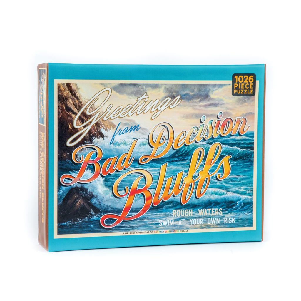 Greetings from Bad Decision Bluffs 1000 Piece Jigsaw Puzzle Whiskey River Soap Co. Toys & Games - Puzzles