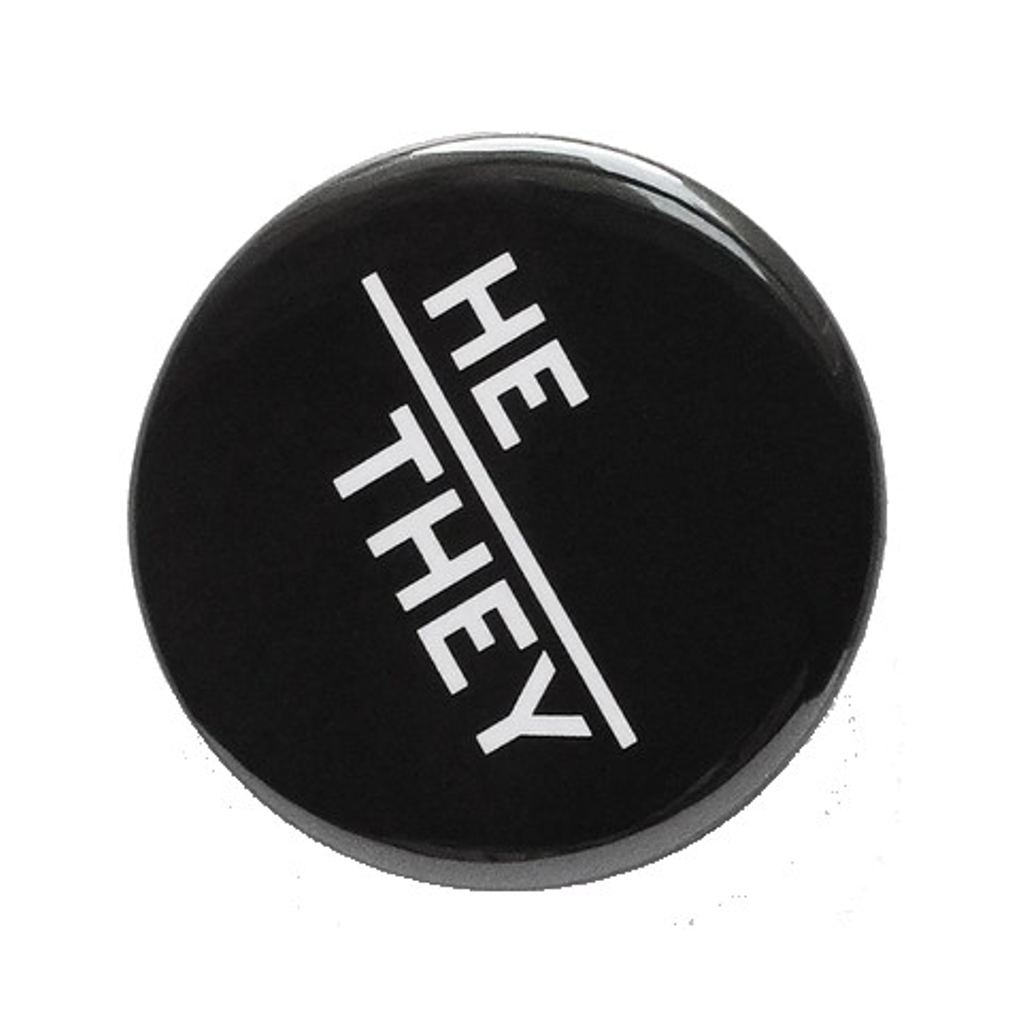 HE/THEY WFW PRONOUN PINBACK BUTTON Word For Word Factory Jewelry - Pins