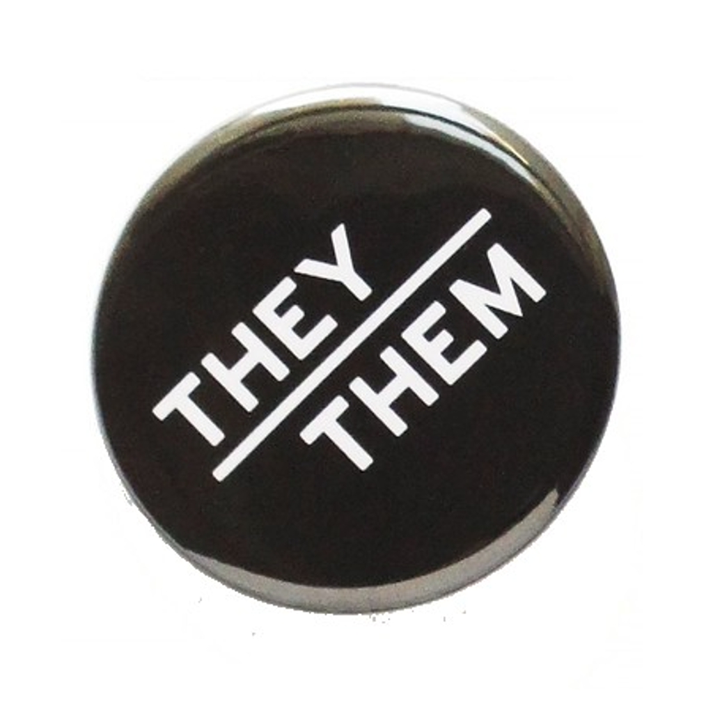 THEY/THEM WFW PRONOUN PINBACK BUTTON Word For Word Factory Jewelry - Pins
